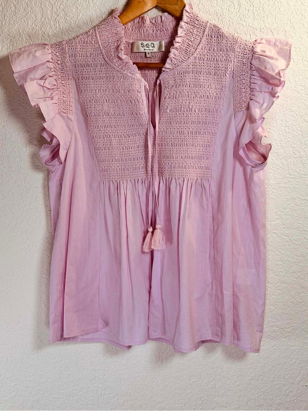 Sea Pink Ruffled Sleeve Top